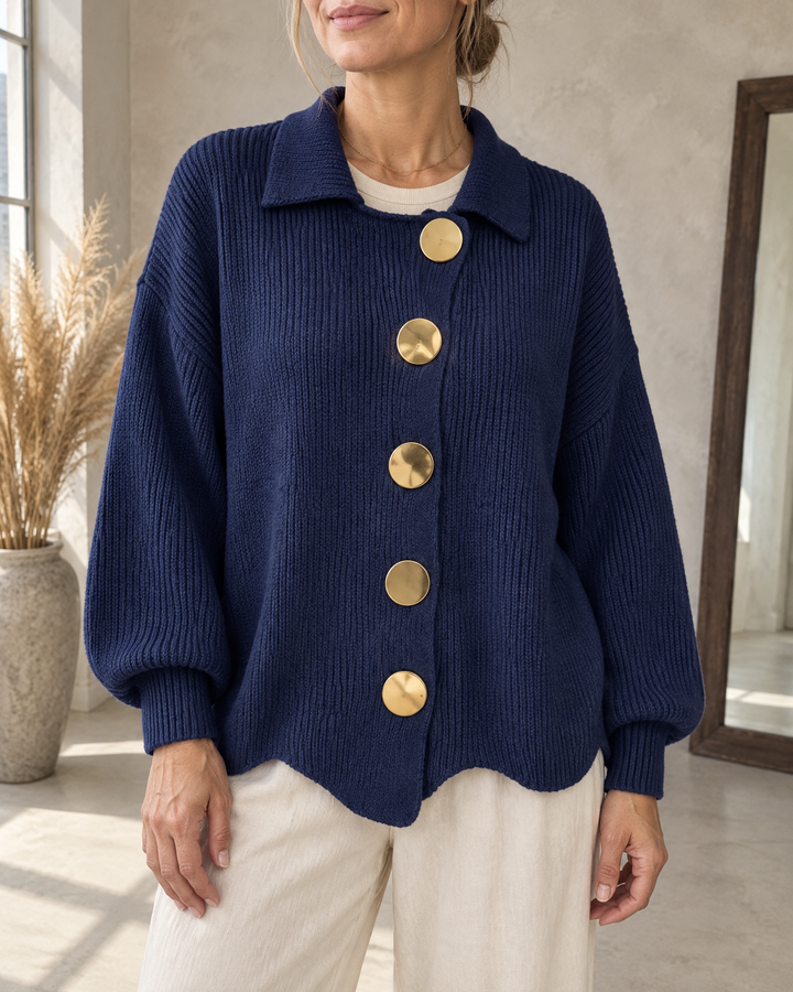 Albane - Collared Button Cardigan