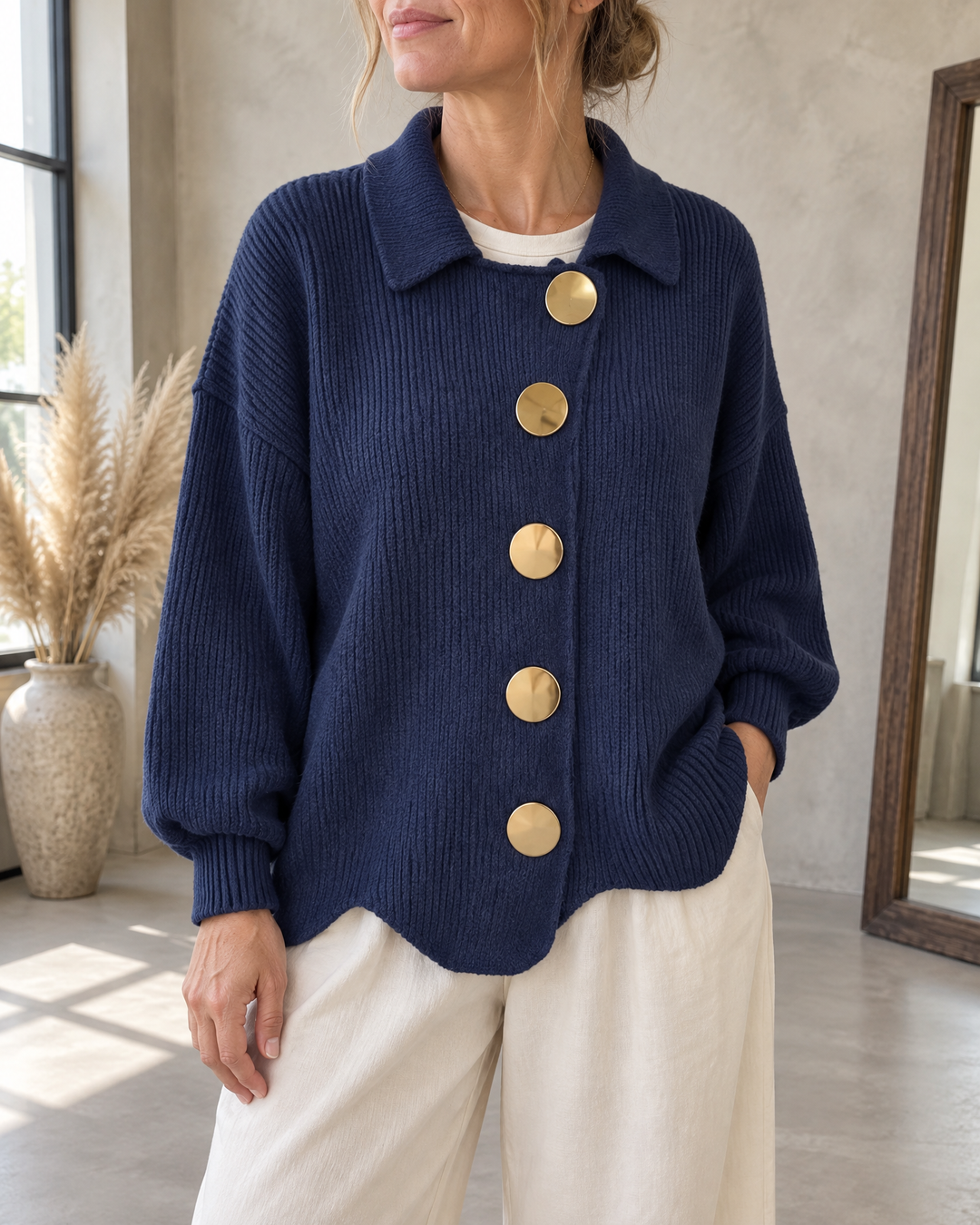 Albane - Collared Button Cardigan