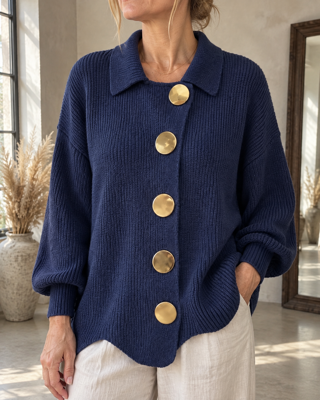 Albane - Collared Button Cardigan