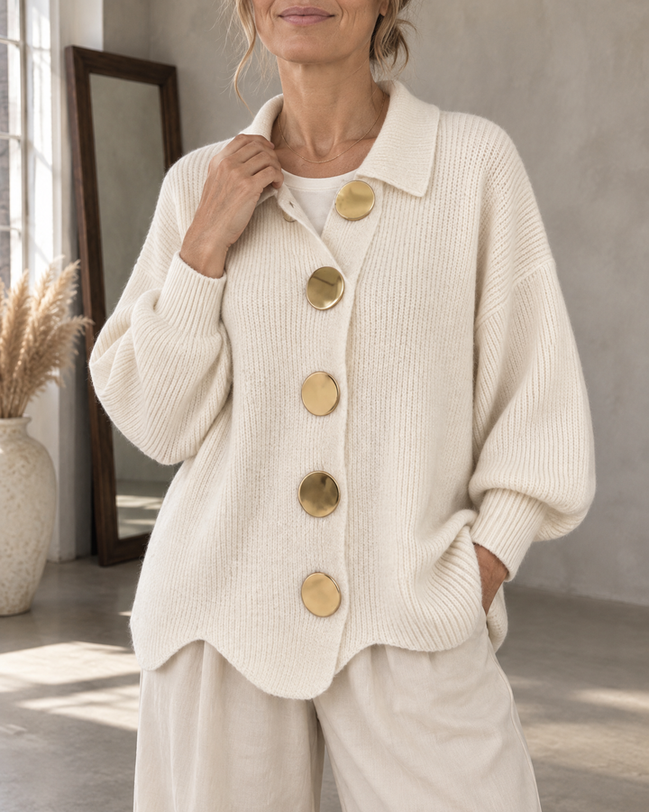 Albane - Collared Button Cardigan