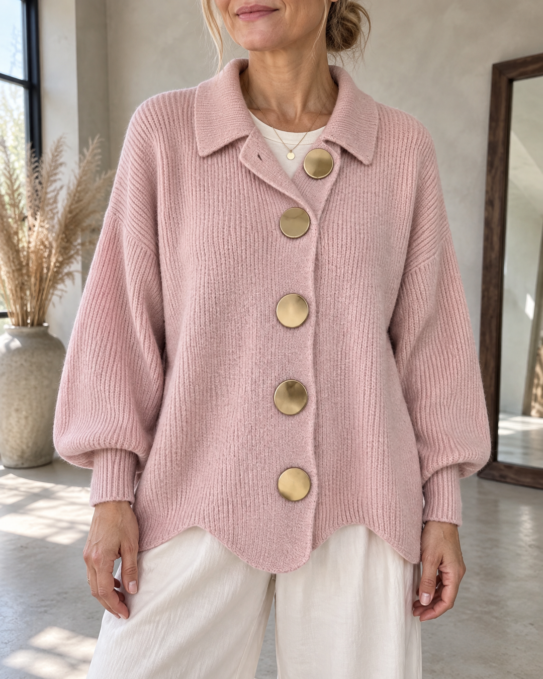 Albane - Collared Button Cardigan