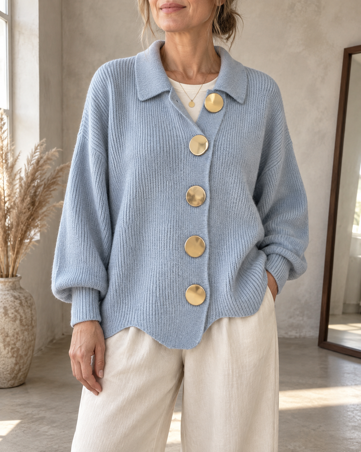 Albane - Collared Button Cardigan