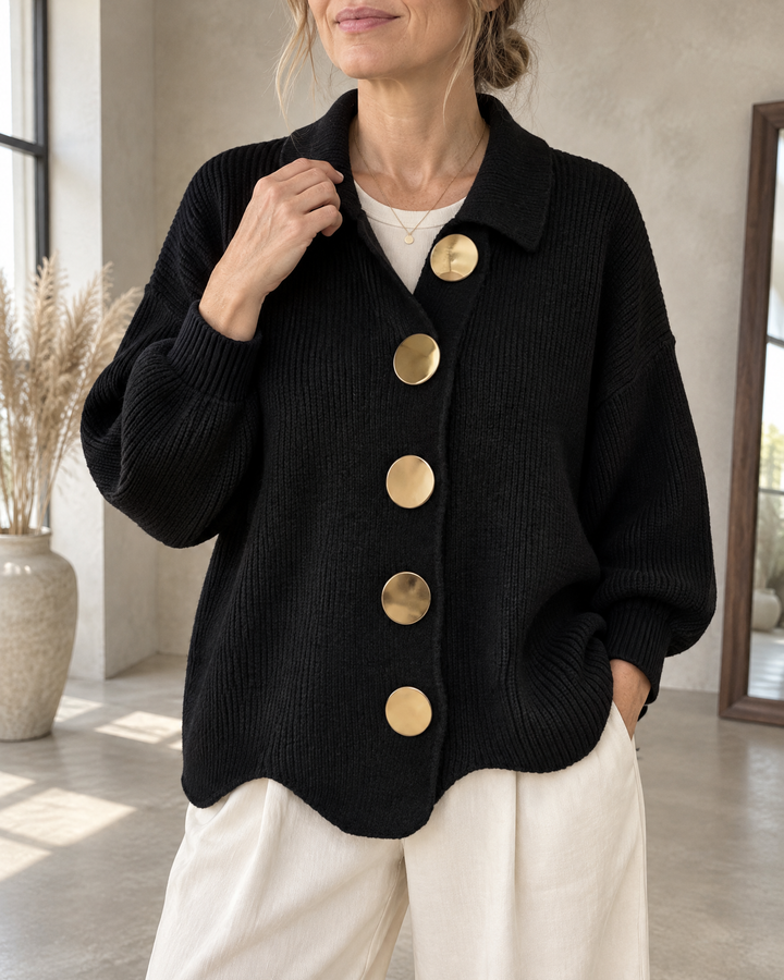 Albane - Collared Button Cardigan