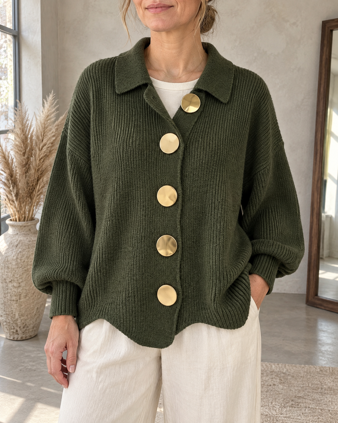 Albane - Collared Button Cardigan
