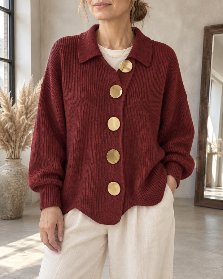 Albane - Collared Button Cardigan