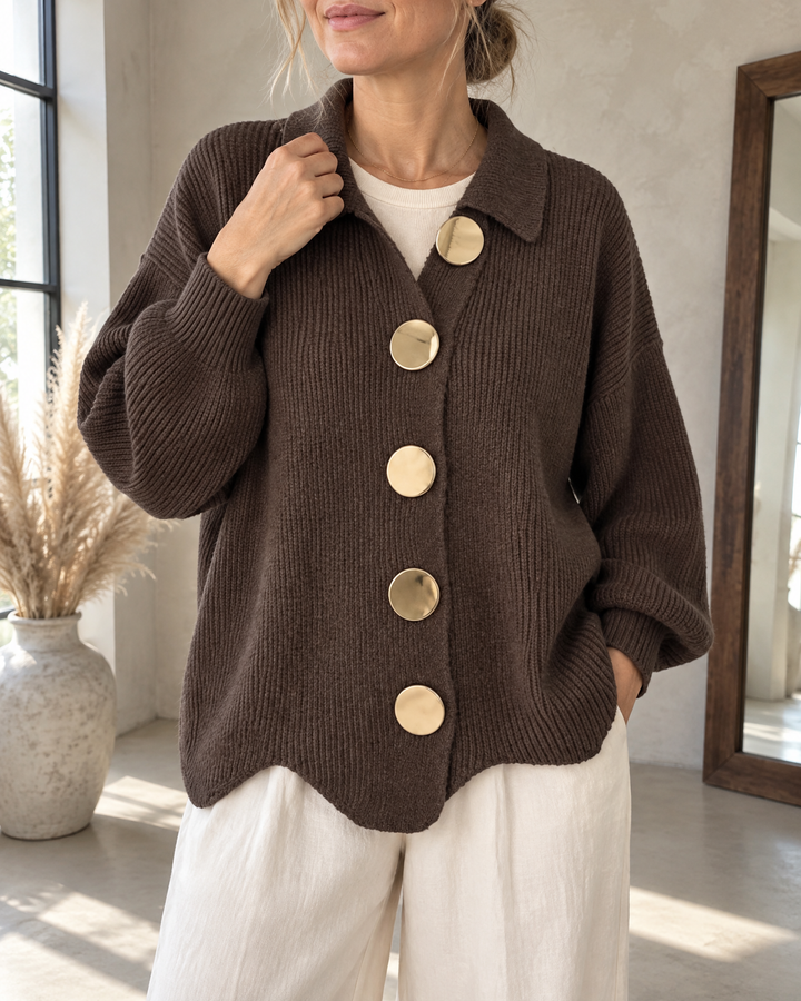 Albane - Collared Button Cardigan