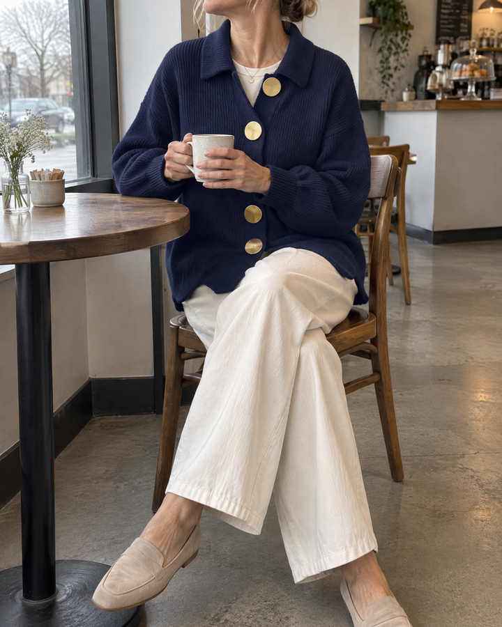 Albane - Collared Button Cardigan