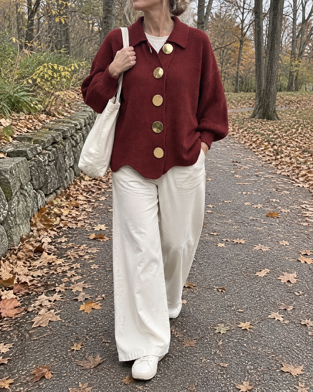 Albane - Collared Button Cardigan