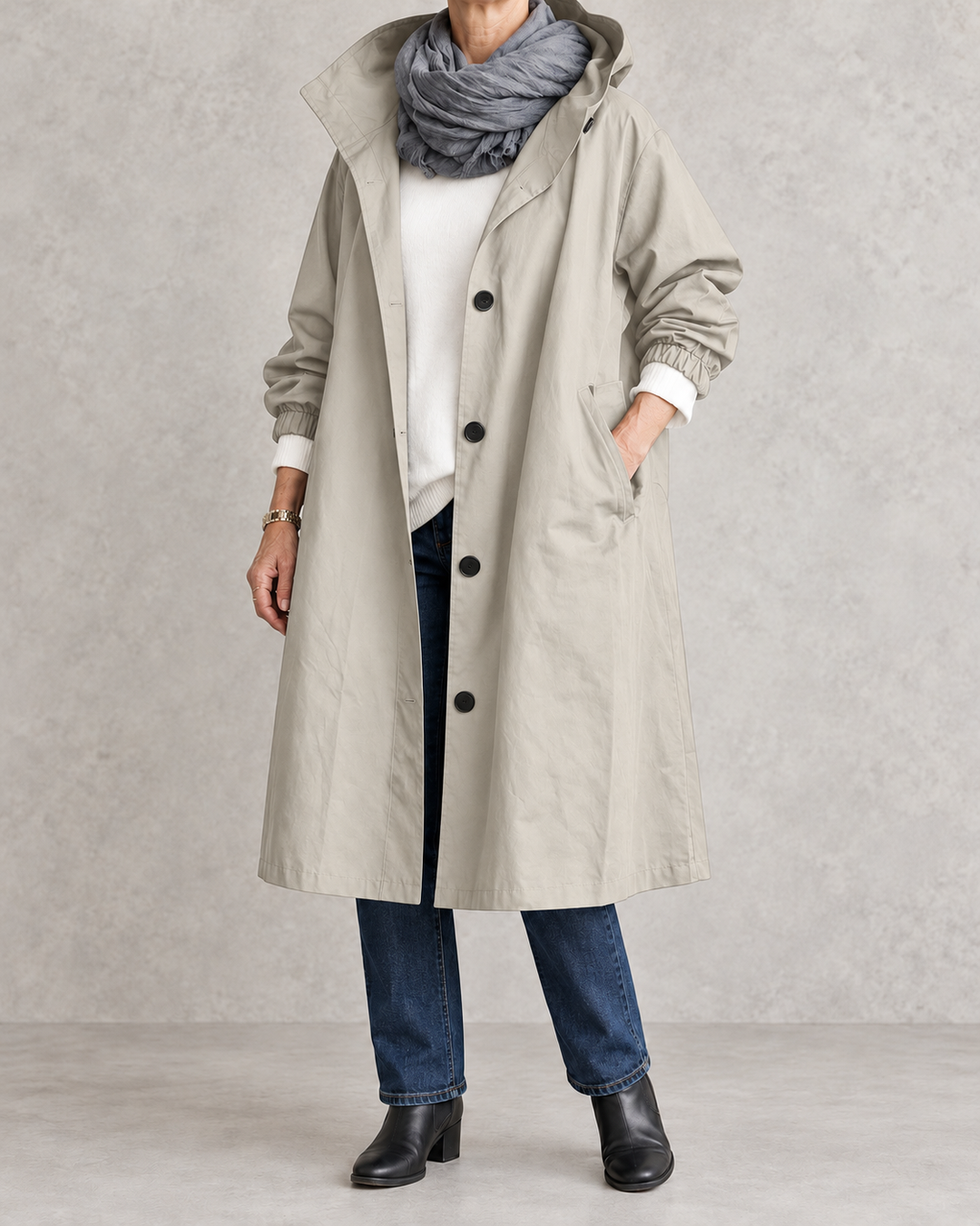 Audrey | Elegant Hooded Trench Coat