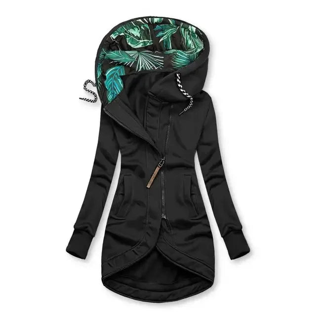 Emilie | Elegant Long Hooded Zip Coat