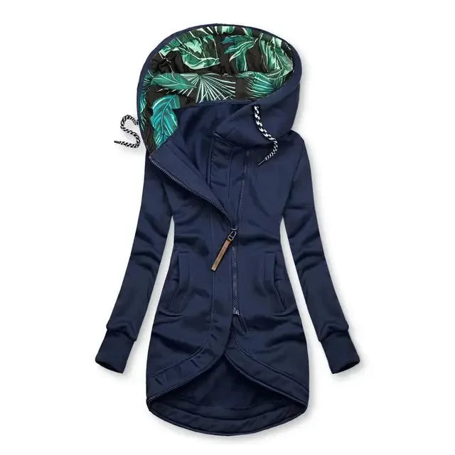 Emilie | Elegant Long Hooded Zip Coat