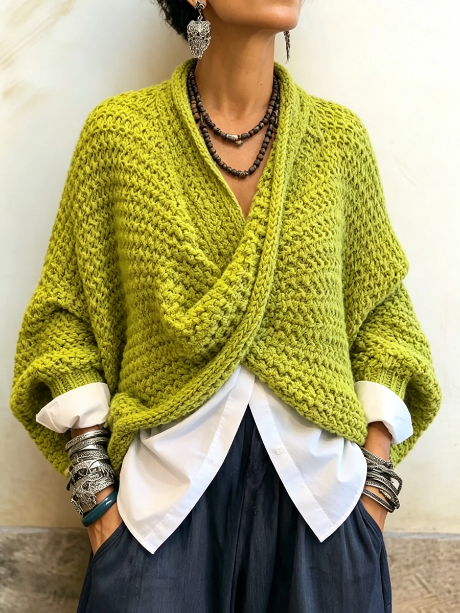 Crossover V-Neck Sweater