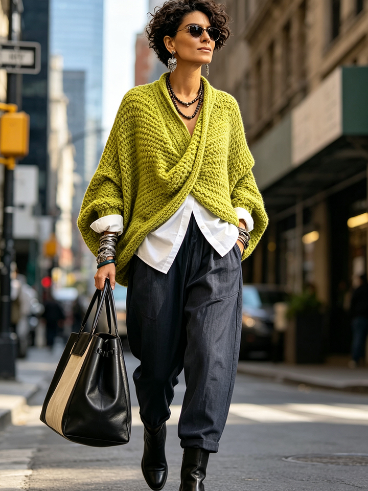 Crossover V-Neck Sweater