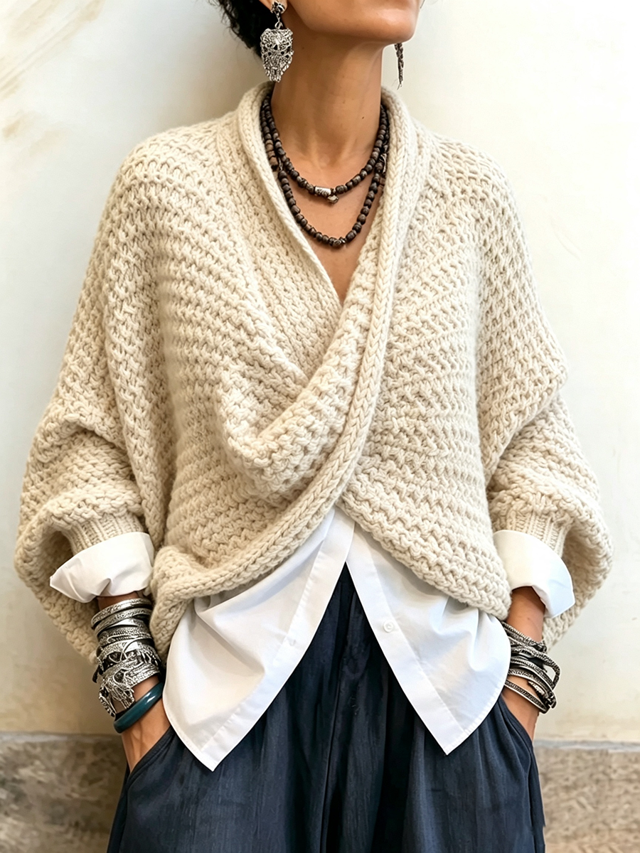 Crossover V-Neck Sweater