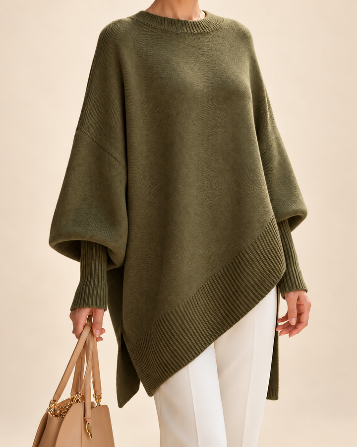 Effortless Elegance oversized poncho - Olive Green