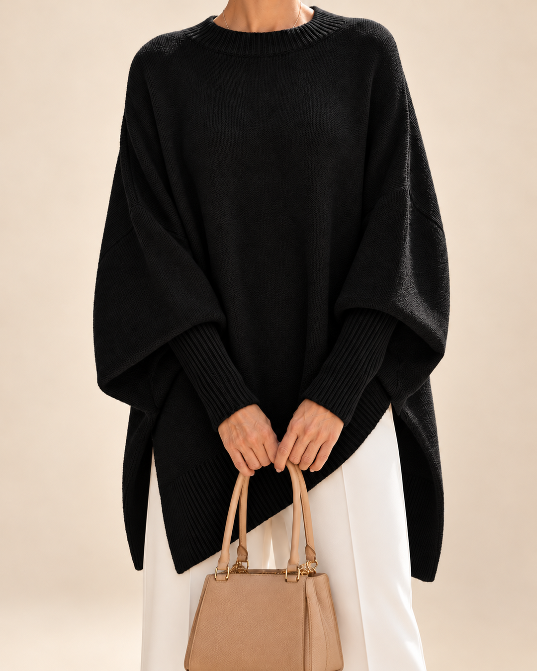 Effortless Elegance oversized poncho - Black